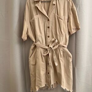 Pilcro Cream Button-Up Romper